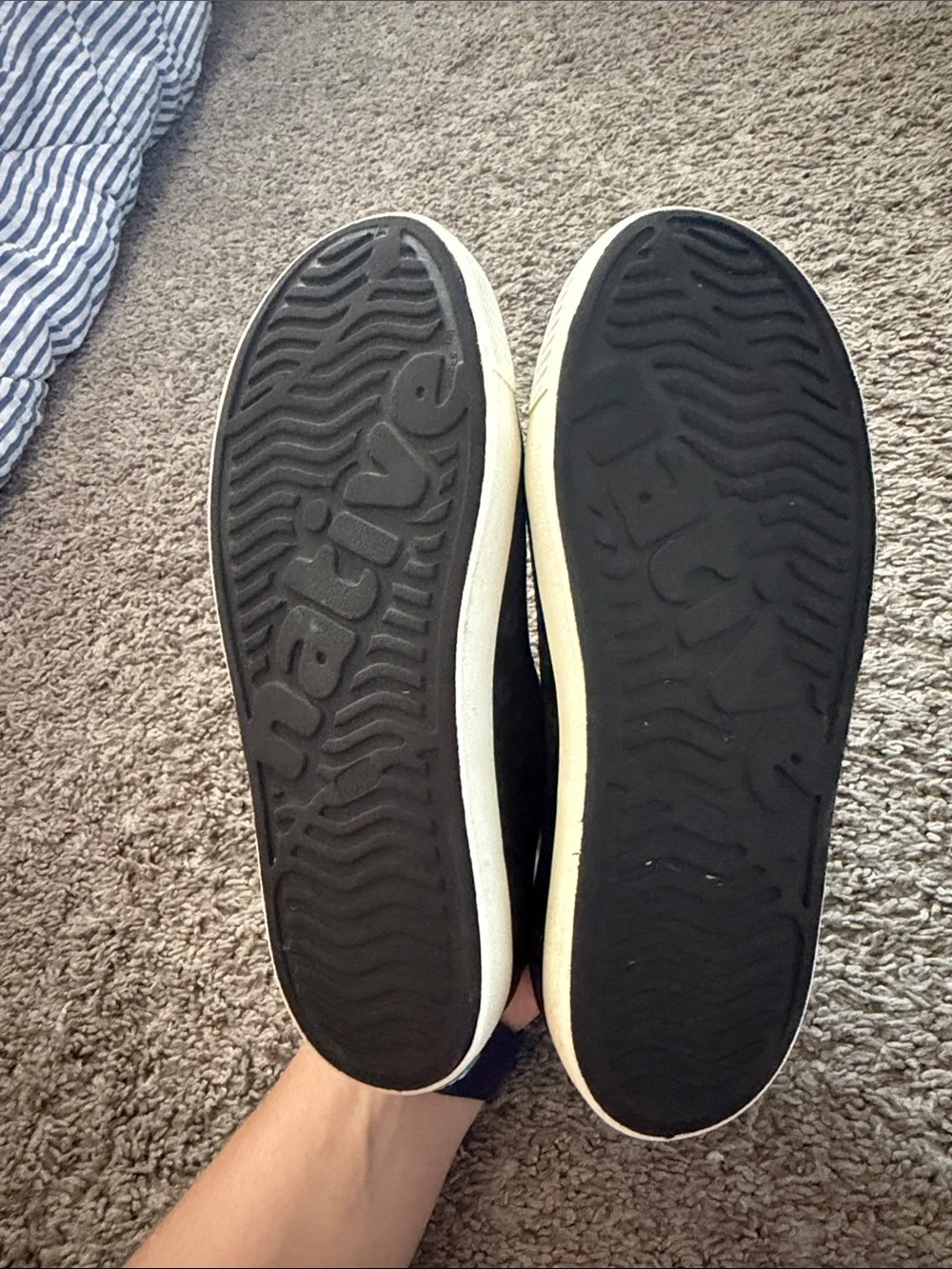 Native Kids Water Shoe Slip-On in Black with White Toe